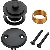 Black Bathtub Tub Drain Conversion Kit Assembly, Wellup Lift and Turn Twist Tub Drain Trim Kit with Two-Hole Overflow Facepla