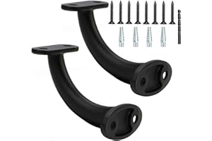 Dakzhou Hand Rail Bracket Heavy Duty Base Handrail Staircase Handrail Bracket of 2 Pack {Black }with Mounting Screws Stainless Steel Railing