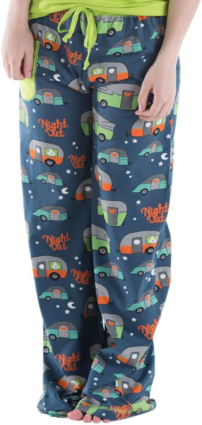 Lazy One WPP250 Women's Night Out Camping Blue and Green Cotton Pajama