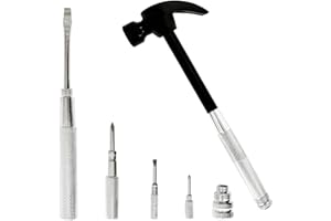 LASUND Small Hammer 6 in 1 Metal Hammer & Screwdriver, Multitool Camping Hammer Set Screwdriver Hammers Tools Mini Hammer with Screwdriver Hammers Hand Tools Multitool Hammer (Black)