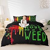 Marijuana Weed Bedding Set Queen,Colorful Cannabis Leaf Comforter Cover for Boys Girls,Kids Trippy Leaves Duvet Cover Set Hippie Boho Bedspread Cover Teens Bedroom Decor Bed Collection(No Comforter)
