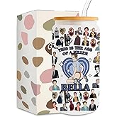 LONGXIN Funny Humorous Movie Merchandise Vampire Edward Iced Coffee Cup Twilight Merch Vampire Werewolf Gifts for Fans Girls Women Funny Sexy Gifts 16 oz Coffee Glass Cup with Lid Straw