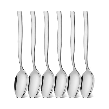 icxox Tafellöffel Esslöffel-Set 6 Stück, 20,6cm, Edelstahl 18/10 (Silber)