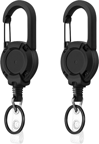 Yafe 2 Pack Heavy Duty Retractable Badge Reel Thick Steel Cord Key Holder