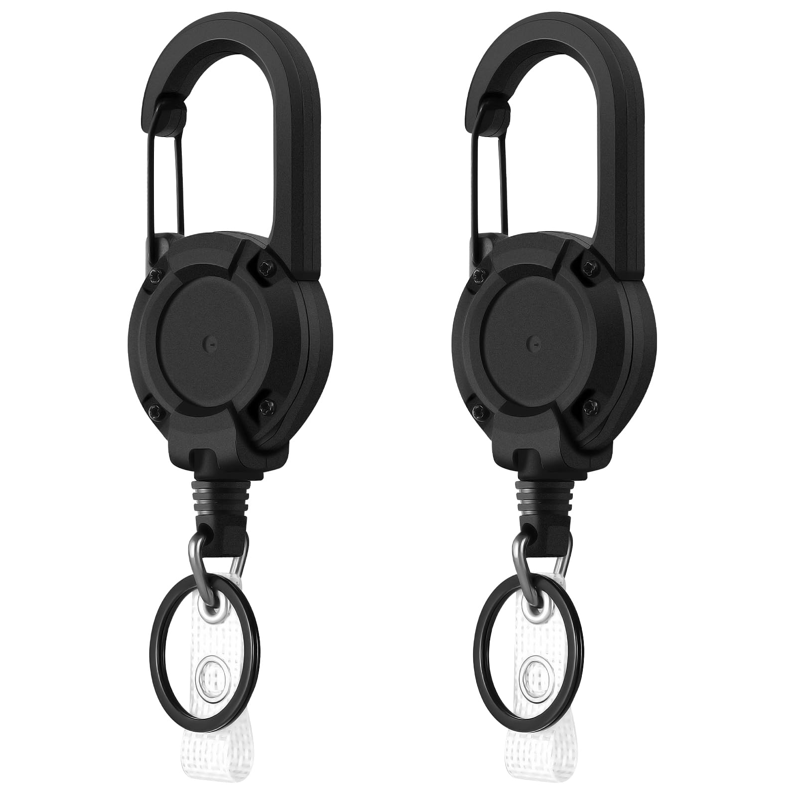 Yafe 2 Pack Heavy Duty Retractable Badge Reel, Id Badge Holder Lanyard Extender Retractable Lanyard with Thick Steel Cord
