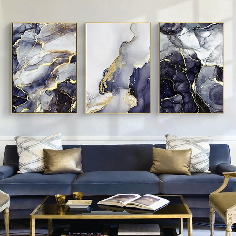 QPLGTU Islamic Marble Canvas Painting, Arabic Art Wall Canvas Poster Set, Bedroom & Living Room Decoration, Frameless (Style 11, 50x70cm*3)