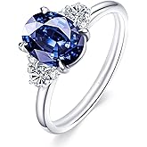 ceerom Moissanite Engagement Rings for Women | 2.2CT Royal Blue Oval-Cut VVS1 | Multi-Color Multi-Cut 1.7-1.8CT | Premium S925 Sterling Silver 18K White Gold Plated | Wedding Promise Ring Size 4-10| Perfect Valentine’s Day Gift