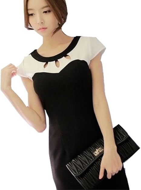 Amazon セクシードレス 胸の開いた スリムドレス ドレス 春夏 半袖ドレス スカート 謝恩会 送別会 ラウンド 通勤通学 Aラインマキシ ワンピース 可愛い切り替えワンピース カジュアルニットワンピース フェミニンワンピ ブラックロングワンピース 演奏会 夏ワンピース