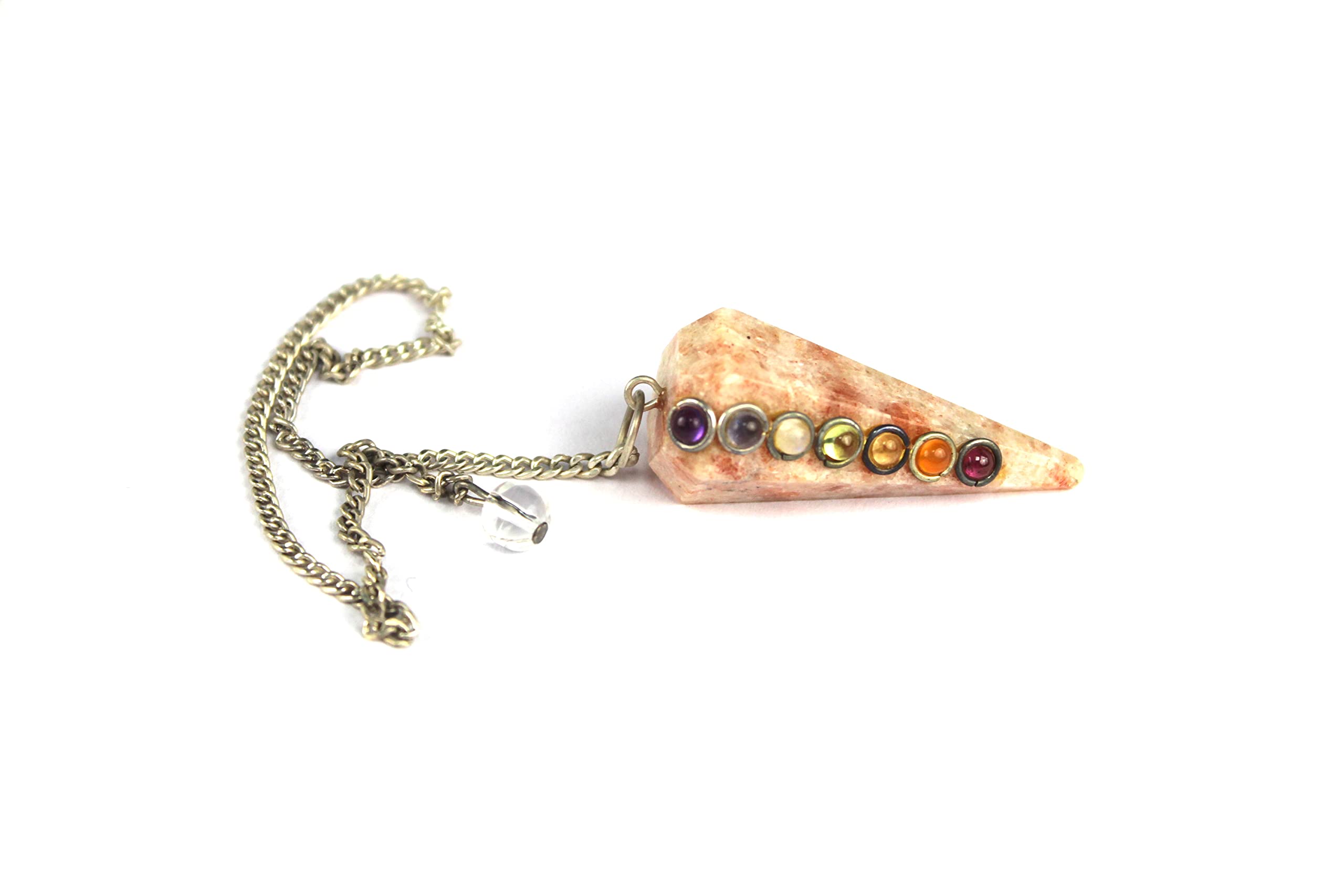 Jet International Energized Sunstone Chakra Pendulum Faceted Cone Shaped A++ Crystal Therapy Image is JUST A Reference