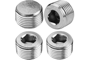 Horiznext 1/8 npt male thread internal hex countersunk pipe plug fitting, stainless steel 304 (pack of 4)