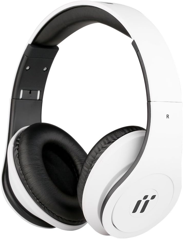 Miia Funky Deep Bass Foldable HD Stereo Noise Cancelling Lightweight Over-Ear Headphones/Headset with Microphone,Comfortable Protein Earpads (White)