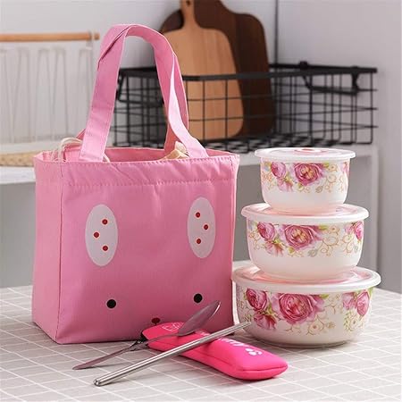 Tazš®n de fuente de cerš¢mica de tres piezas. Caja de almuerzo de ...