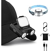 BIKACU LED Hat Clip Light 400 Lumen Rechargeable Clip on Cap Lights with Motion Sensor, 180° Adjustable Hands Free Hat Flashlight Headlamp for Camping, Fishing, Hiking, Running