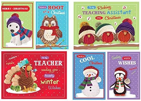 Fancy Classic Collection School Christmas Card Set 'Knitted Characters' Pk32