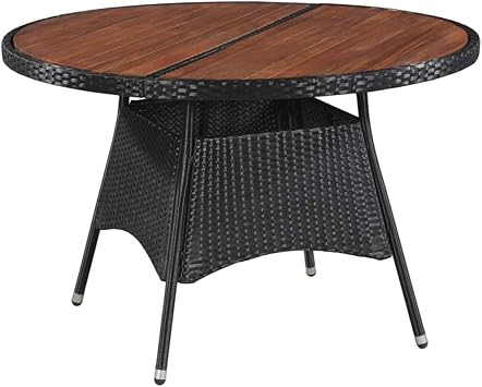 Tidyard Garten Esstisch Gartentisch Terassentisch Rattan Tisch Aus Ployrattan Massivem Akazienholz Stahlrahmen Braun Und Schwarz 115x74 Cm Durchmesser X H Amazon De Kuche Haushalt