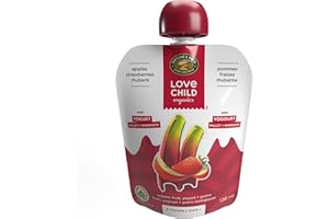 Love Child Organics Power Yo'rridge Apples, Strawberries + Rhubarb Puree, 128 ml (Pack of 1), Gluten Free, by Nature's Path