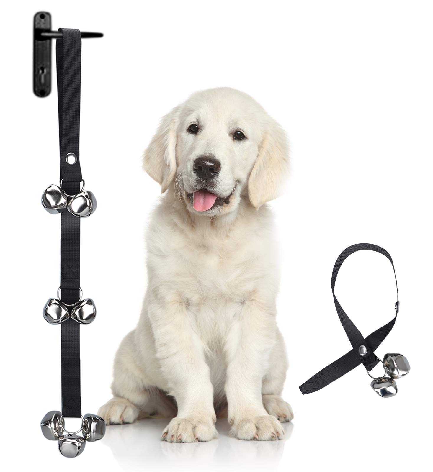 Soslina Dog Doorbells for Door Potty Training, Adjustable Dog Bell for Hanging on Door Knob, Training Your Puppy Easily - Premium Quality - 7 Extra Large 1.5" Loud Dog Bells