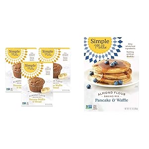 Simple Mills Almond Flour Baking Mix, Gluten Free Banana Bread Mix, Muffin Pan Ready, Made with whole foods, 3 Count & Almond Flour Pancake Mix & Waffle Mix, Gluten Free