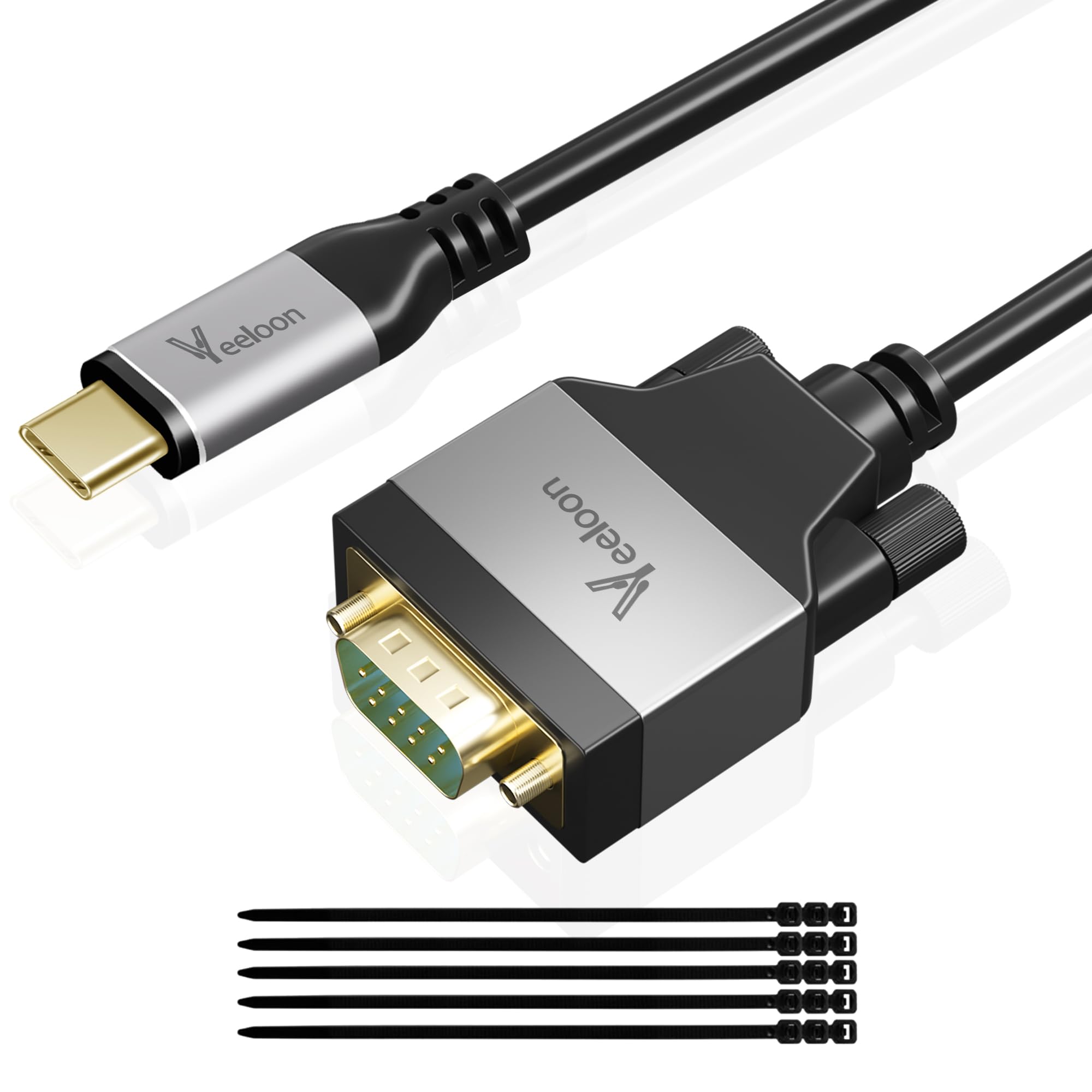 Serial To Pin Adapter Veeloon USB C to Serial Adapter (FTDI Chipset), 4 FT USB C to RS232 ...