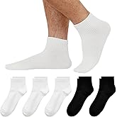 JOYZOO Men's Flat Knit Ankle Thin Socks (5-Pairs) - 95% Cotton Comfort Non-Binding Fit Everyday - Size Fit 6-12