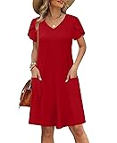 OFEEFAN Red Dresses for Women Summer Spring Tshirt
