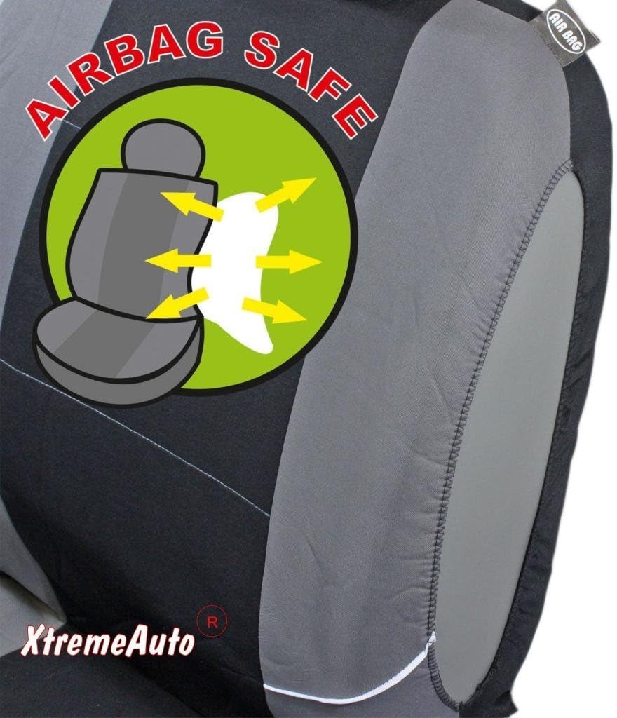 XtremeAuto® Universal Fit Front Pair Of Car Seat Covers BLACK GREY - Image 4