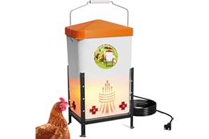 Nexum 3 Gallon Heated Chicken Waterer - Outdoor Unfrozen Poultry Drinker for Winter with 4 Nipples and Adjustable Stand Automatic Chicks Water Bucket (Orange) (3, Gallons) (Orange, 3 Gallon)