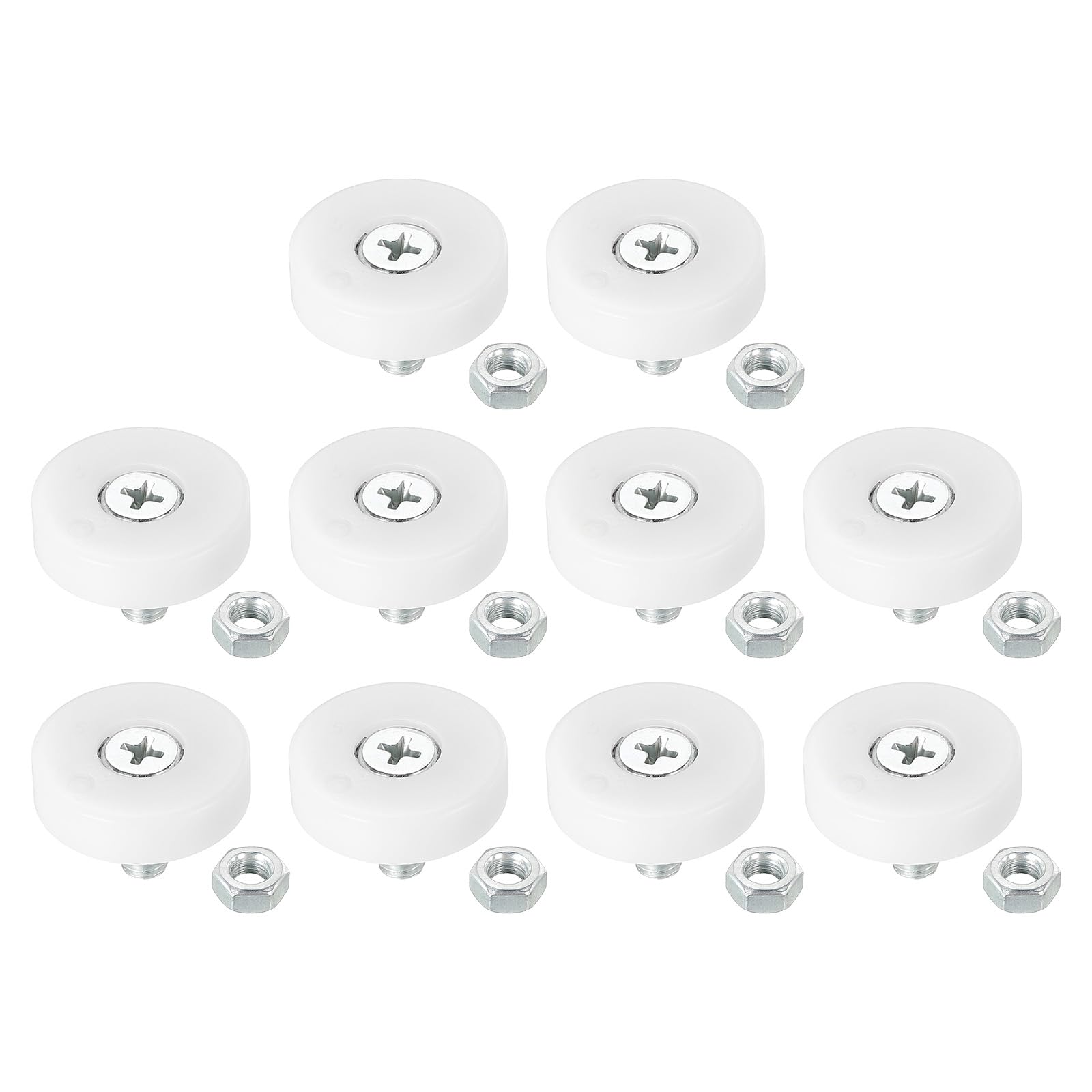 PATIKIL 25mm Drawer Rollers, 10 Plastic Drawer Pulley Replacement Wheels Bearing Small Pulley with Nuts