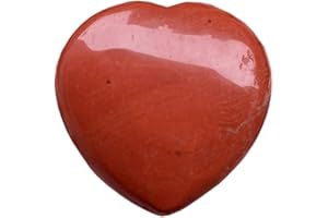 Fekuar Red Jasper Heart Pocket Palm Stone, Healing Crystal Romantic Love Energy Worry Stones Chakra Balancing Reiki Meditation 1.5" (40mm)