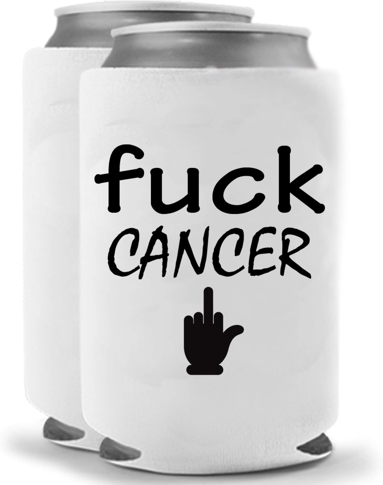 Freak Cancer | Funny Novelty Can Cooler Coolie Huggie - Set of two (2) | Beer Beverage Holder - Beer Gifts Home - Quality Neoprene No Fade Can Cooler