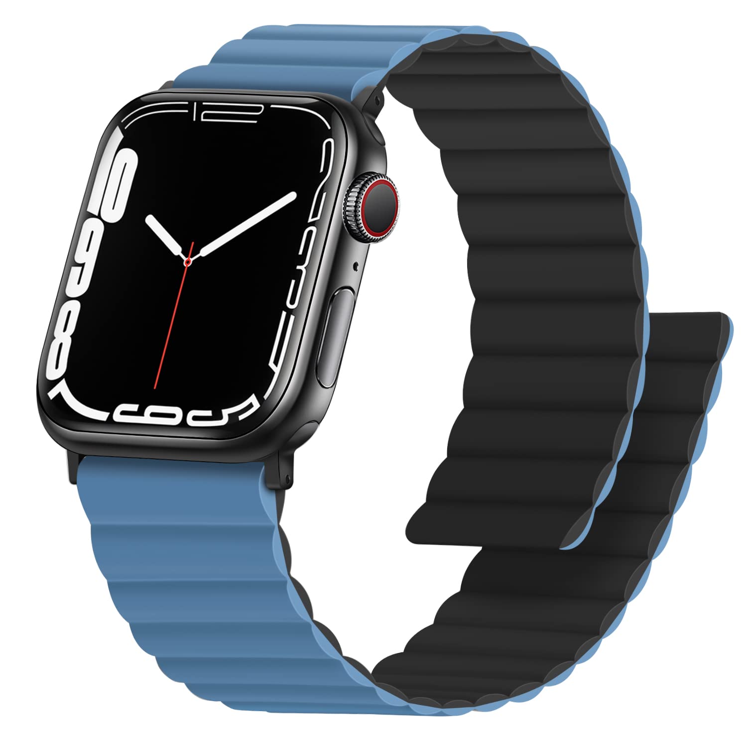 Anlinser Magnetic Straps Compatible with Apple Watch Strap 49mm 46mm 45mm 44mm 42mm 41mm 40mm, Double Side Reversible Band for iWatch Ultra 3/2/1 Series 11/10/9/8/7/6/SE (42/41/40/38, Black/Blue) — image 1