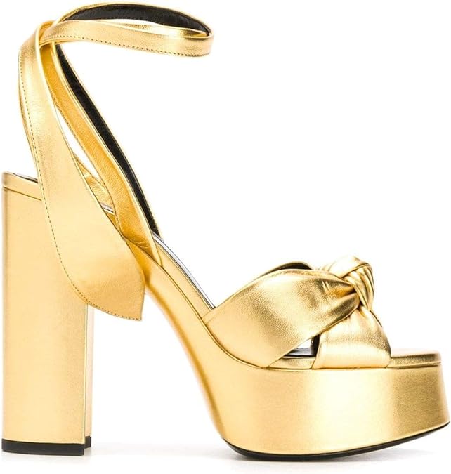 Amazon.com | Saint Laurent Luxury Fashion Woman 6067160XQ008030 Gold Leather Sandals | Spring 