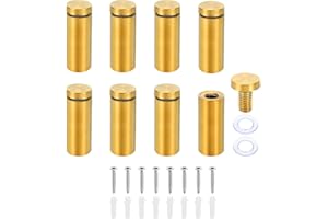 PATIKIL 3/4 x 2 Inch Sign Standoff Screws, 8 Set Stainless Steel Wall Standoff Mounting Hardware Advertising Glass Nail for Hanging Acrylic Picture Frame Acrylic Panel, Gold