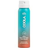 COOLA Organic Sunscreen SPF 70 Sunblock Spray, Dermatologist Tested Skin Care for Daily Protection, Vegan and Gluten Free, Peach Blossom