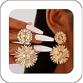 Iaceble Vintage Sunflower Dangle Earrings Gold Daisy Flower Stud Earrings Metal Floral Drop Earrings Daisy Flower Earrings Exaggerated Floral Earrings Jewelry for Women