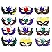 Neliblu Bulk Halloween Half Masks, 1 Dozen Fantasy Feather Masks 12 Assorted Styles, Masquerade Masks for Mardi Gras Party Favors