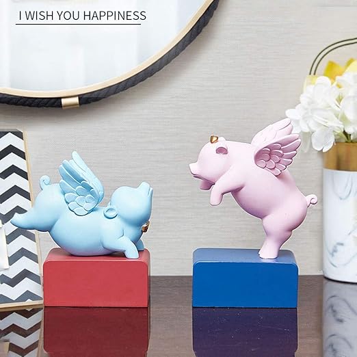 Amazon Com Lugeuk Flying Pig Bookends Resin Decoration Sculpture