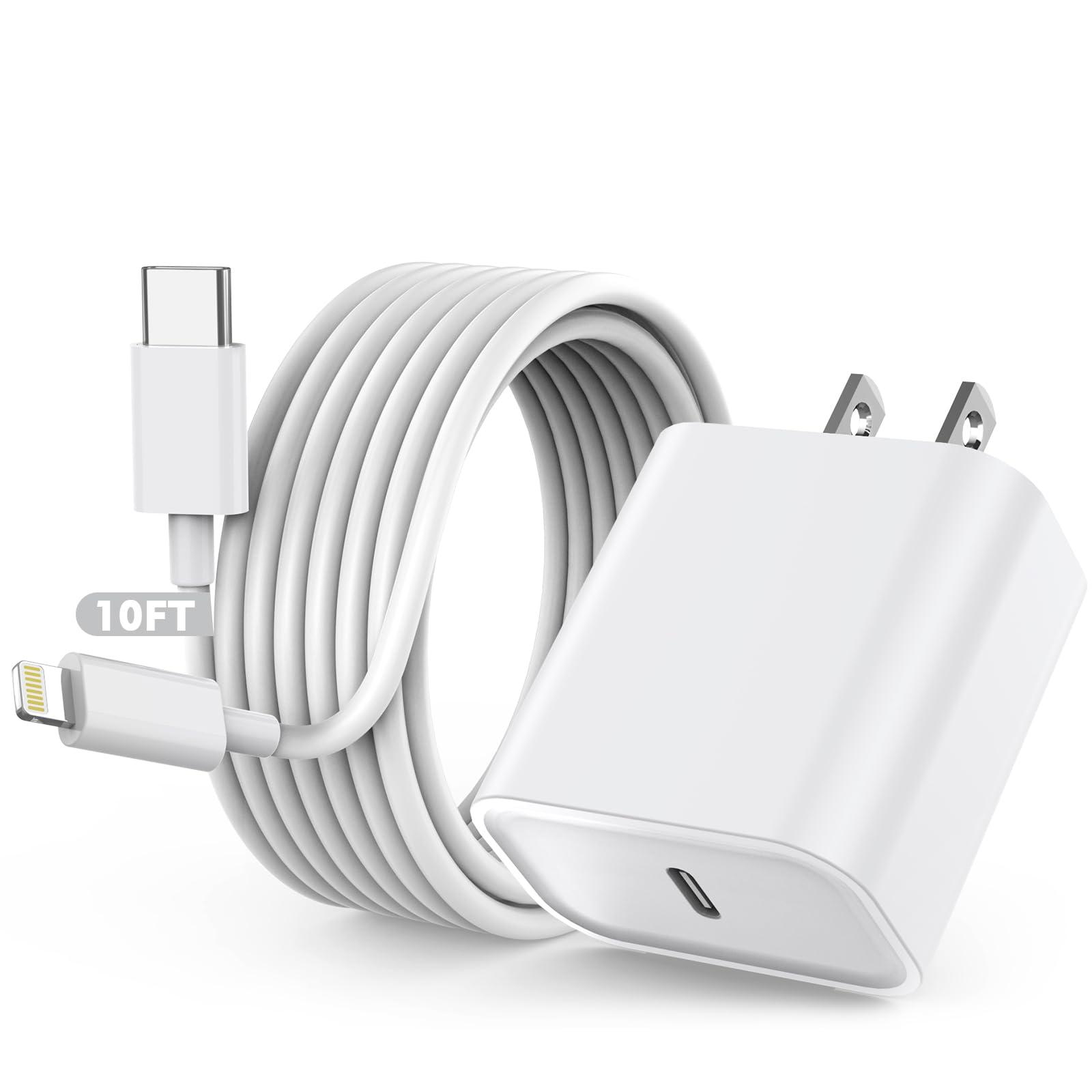 Photo 1 of [Apple MFi Certified] iPhone 14 Charger Fast Charging,Quick Type USB C Charger Block with 10feet Long USB C to Lightning Charging Cable Cord for iPhone 14/Pro/Pro Max/Plus/13/12/11/XS/XR/X/SE2022/iPad