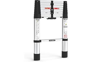 LUISLADDERS Telescoping Ladder, 8.5 FT One-Button Retraction Aluminum Extension Ladder Telescopic Collapsible Ladder, Slow Down Design Multi-Purpose Extendable Ladder for Home RV, 330 Lb Capacity