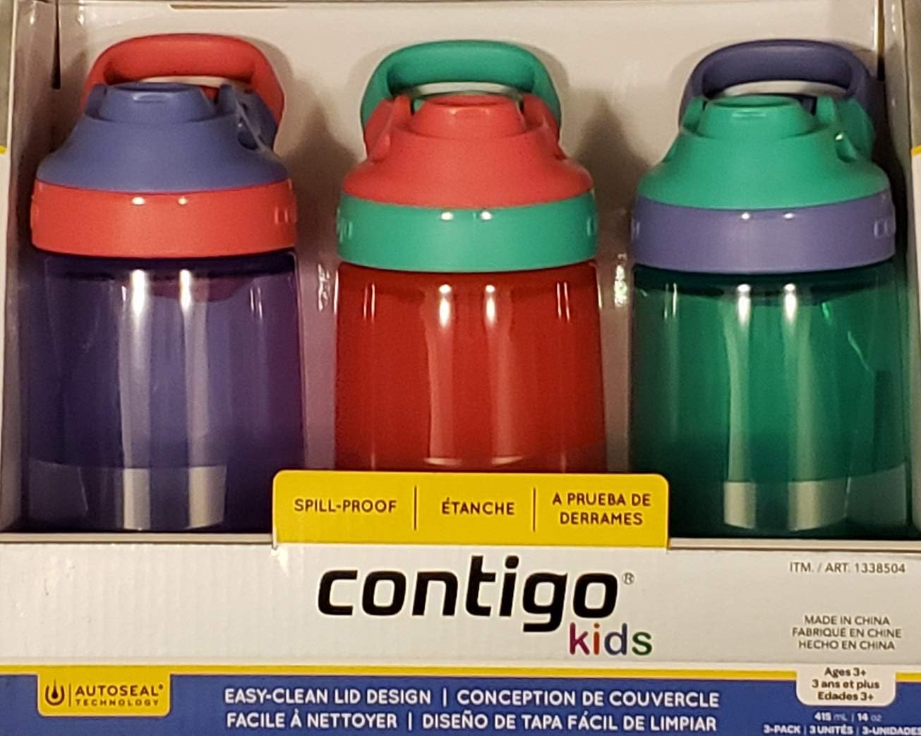 Contigo Kids Autoseal (Purple, Pink, Blue), Sports Water Bottles