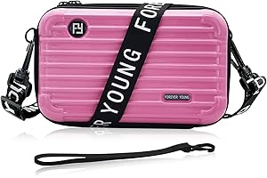 WisePoint Mini Suitcase Crossbody Bag, Plastic Mini Suitcase Bag Suitcase Purses Stylish Suitcase Cosmetic Bag with 2 Straps