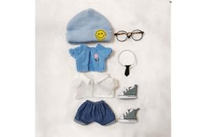 MINGSOLDIER 20cm Plush Doll Clothes 20cm Doll Clothes Plush Doll 20cm Clothes 7.9"" / 20cm Doll Clothes Cotton Doll Clothes Dolls Accessories Suit (Blue Floral Cardigan 7-Piece Set)