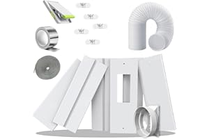 Gulrear 95"Sliding Door AC Vent Kit with Φ 5.1"Extendable Hose Security Lock & Weather Stripping Universal 5.0/5.9 Inch Coupler for Sliding Glass/Window Portable AC Energy Saving Airtight Seal System