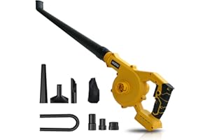 HAZFAS Cordless Leaf Blower for dew01t 20V Max Battery (No Battery), Electric Leaf Blower, Mini Leaf Blower, 2-in-1 Handle Electric Blower and Vacuum Cleaner for Lawn Care/Dust(Battery Not Included) Yellow