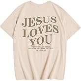 Lytiarul Jesus Loves You Shirt Christian Jesus Tshirts for Girls Religious Inspirational Tees Bible Verse Tops for Kids 3-12
