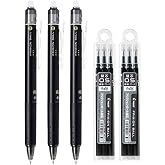 Pilot FriXion Ball Knock Retractable Erasable Gel Ink Pens, Extra Fine Point 0.5mm, Black Ink, 3 Pens &amp; 6 Refills Value Set
