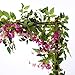 Felice Arts 2 Pcs Artificial Flowers 6.6ft/piece Silk Wisteria Ivy Vine Green Leaf Hanging Vine Garland for Wedding Party Home Garden Wall Decoration (Rose Red)