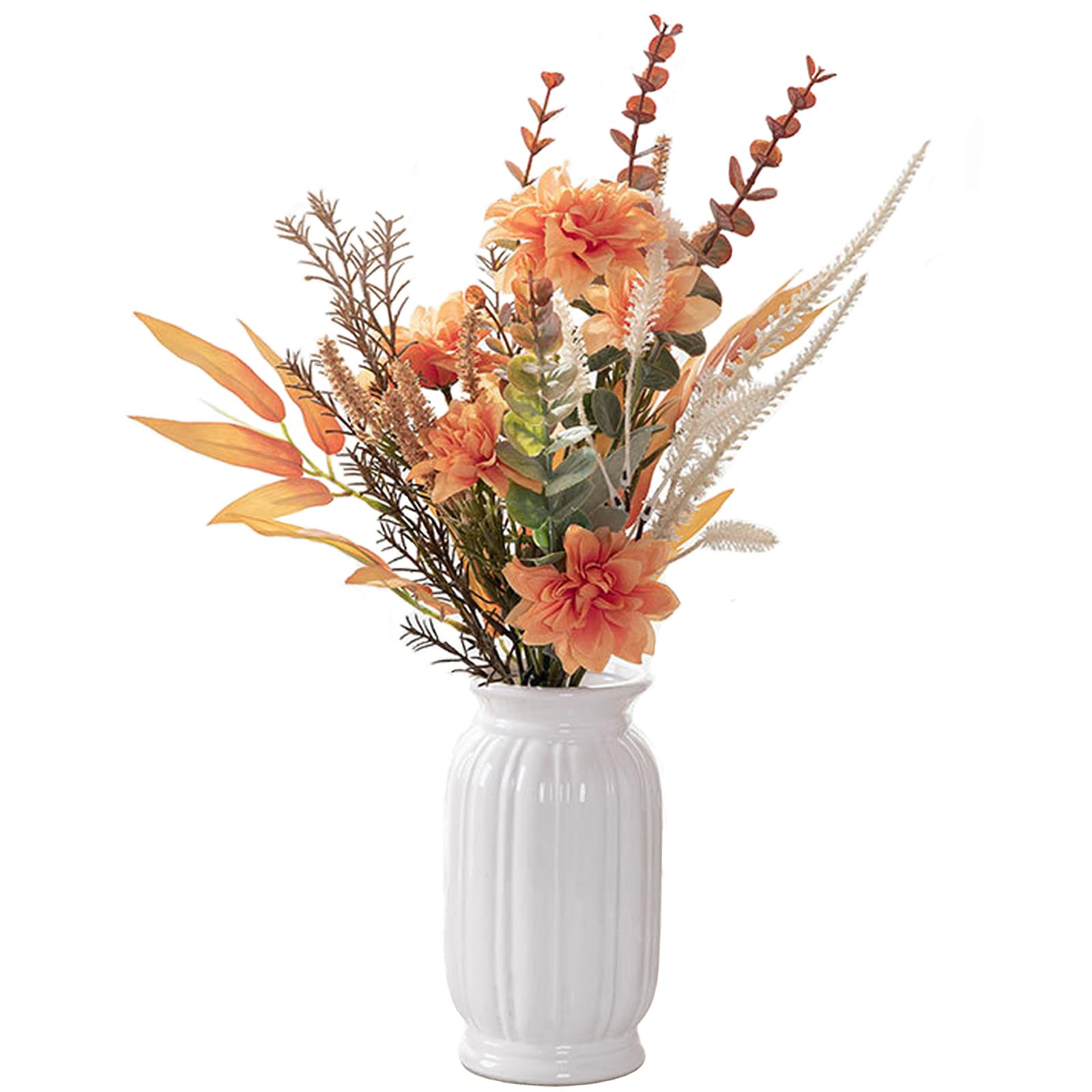 YELIKIT Artificial Flowers, Artificial Plants, Flower Decor, Hydrangea, Silk, Flower Arrangements for Home, Bouquet, Wedding, Garden, Festival Decor (Orange)