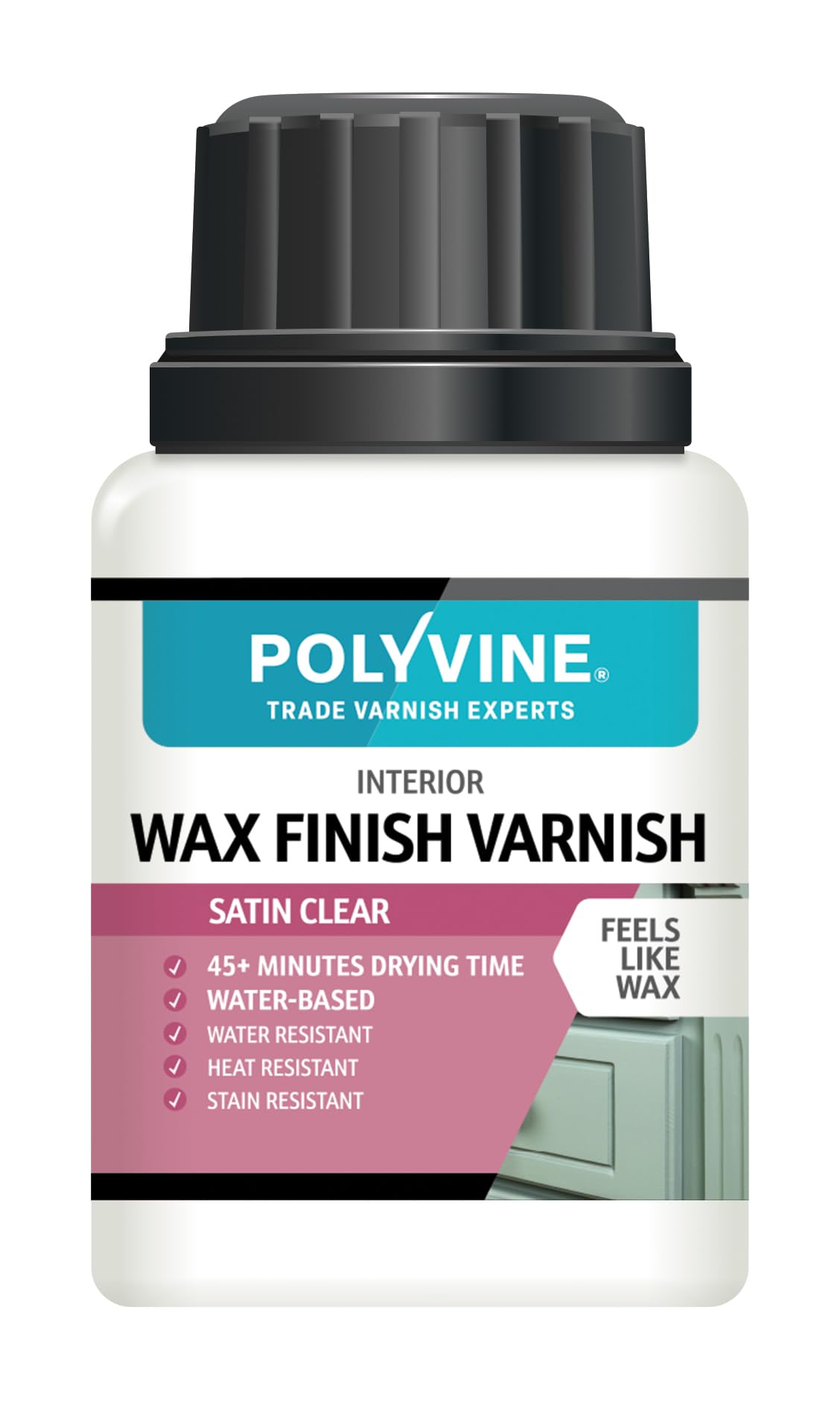 Polyvine Wax Finish Varnish Satin – Quick Dry, Water Resistant Clear Varnish Wax - Quick Dry, Long Lasting Protection, Heat & Stain Resistant for Interior Wood, MDF, Furniture, Emulsion & More,100ml