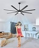 72 Inch Large Industrial Ceiling Fan with Light and